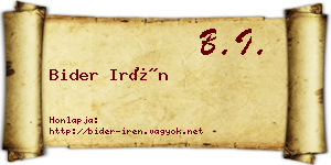 Bider Irén névjegykártya